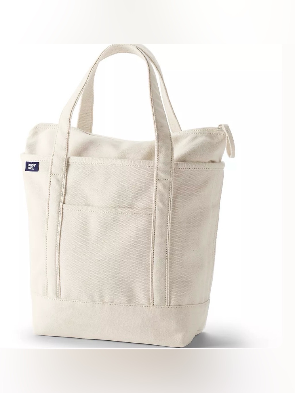Lands’ End Medium 5 Pocket Zip Top Canvas Tote Bag